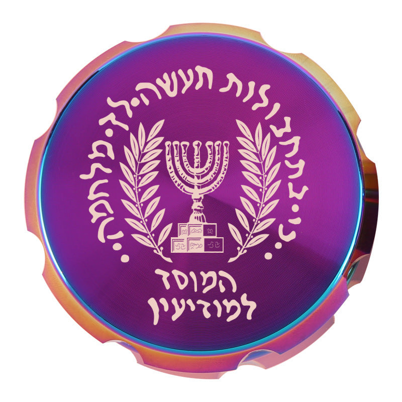 Regenbogen-Grinder aus Zinklegierung mit Laser-Motiven 4-teilig