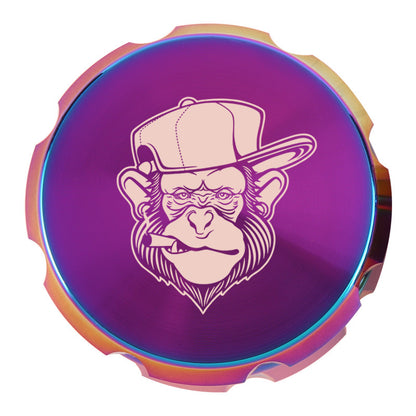 Regenbogen-Grinder aus Zinklegierung mit Laser-Motiven 4-teilig