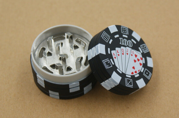 Pokerchip Grinder 3-teilig aus Metall (Rot/Schwarz/Grün)