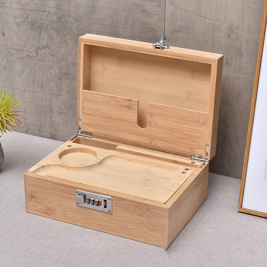Holz-Stashbox mit Tray, Schloss und herausnehmbarer Arbeitsplatte