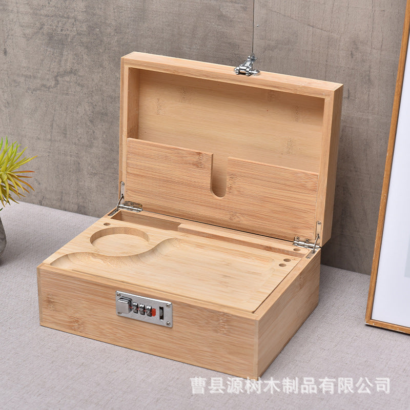 Holz-Stashbox mit Tray, Schloss und herausnehmbarer Arbeitsplatte