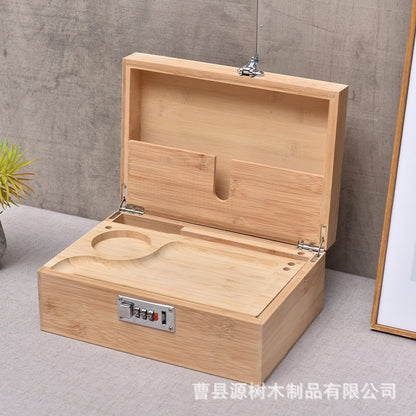 Holz-Stashbox mit Tray, Schloss und herausnehmbarer Arbeitsplatte